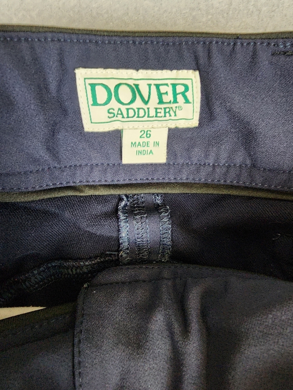 Dover Saddlery Navy Riding Breeches with Knee Patches Equestrian Horse - Picture 2 of 13